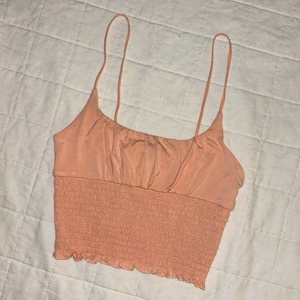 Forever 21 Peach Gathered Crop Top